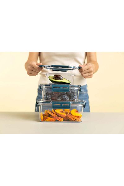 Nesto Home Set of 3 Rectangular Storage Container with Seal and Lockable Lid