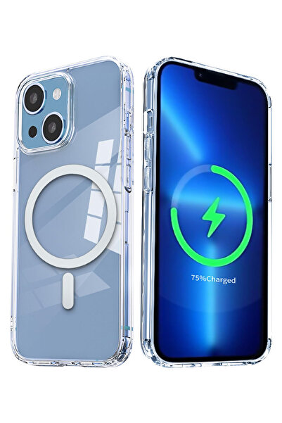 Deilmi İPhone 15 Uyumlu Kablosuz Magsafe Şarj Destekli Animasyonlu Şeffaf Kılıf