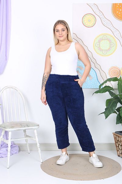 xlargebutik PLUS SIZE CLOTHING PLUSH FLEECE WARM FULL FLEXIBLE HIGH WAIST PANTS