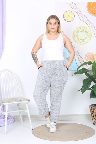 xlargebutik High Waist Flexible Plush Fleece - Plus Size Clothing, Comfortable Warm