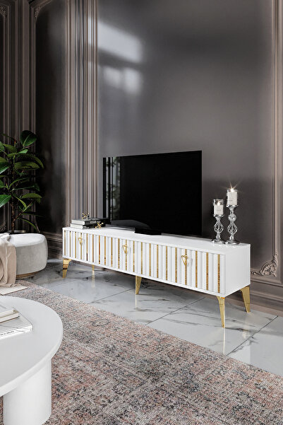 mapahomeliving 180 Cm Dubai Mdf Mebran Kapak Beyaz Gold