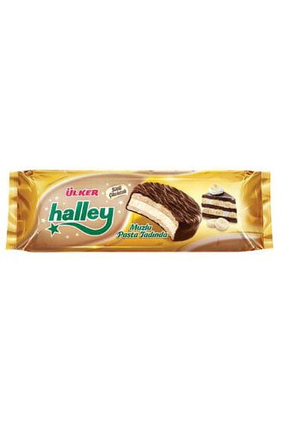 Ülker Ülker Halley - 210 Gr Sandwich Biscuits with Banana Pasta Taste (3 Pcs)