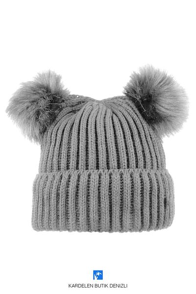 Kardelen Butik Denizli Quality Women's Beret with Double Pompom