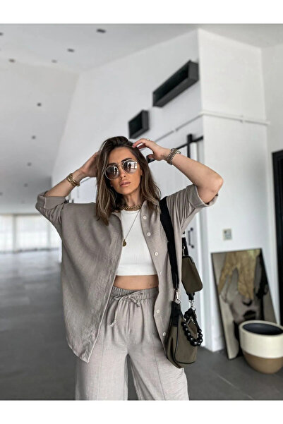 Laluvia Oversize Low Shoulder Linen Shirt