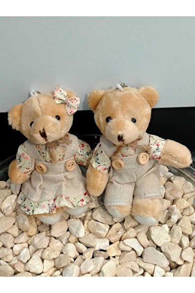 MİNİ TURUNCU BUTİK 2 Adet Charm Peluş Ayıcık Anahtarlık Sevgili Arkadaşa Evli...
