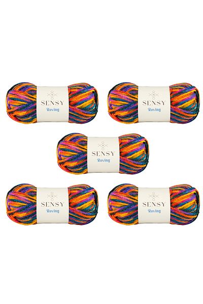 SENSY Roving Hand Knitting Thread 5 Pieces Scarf Beanie Thread Sweater Poncho Thread Cardigan Thread Knitting Thread