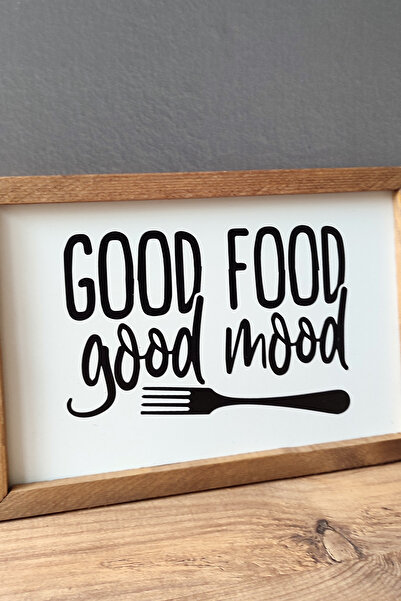 Wooden Factory "Good Food Good Mood" Wooden Painting for Kitchen, "Good Food Good Mood"