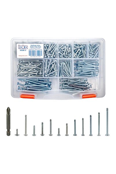 TOKO Hobi-3 Matkap Uçlu Akıllı Vida Seti 435 Parça 14 Çeşit Organizer Takım Çantalı