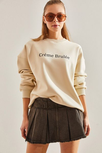 Bianco Lucci Hanorac de damă cu text imprimat cu trei fire ridicate