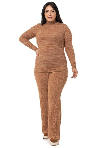 DISENTIS MODEST Large Size Half Fisherman Long Sleeve Knitwear Brown Body