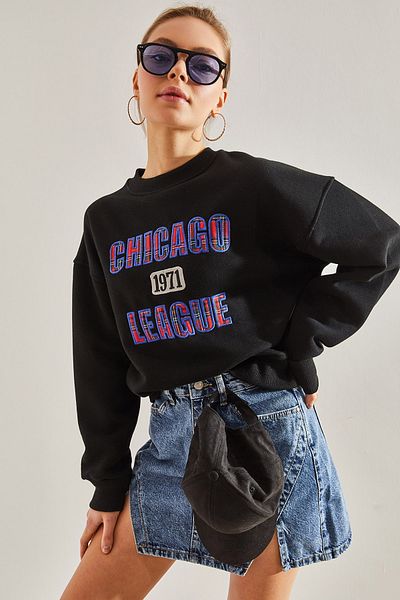 Bianco Lucci Dámská mikina Chicago s potiskem se třemi nitěmi
