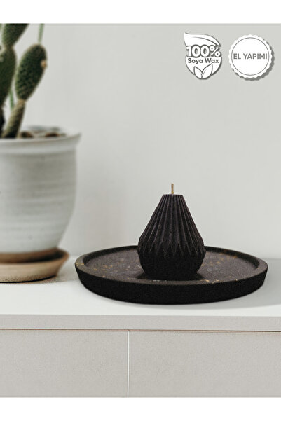 Fitilli Siyah Konik Mum - %100 Doğal Soya Wax'ından El Yapımı Mum