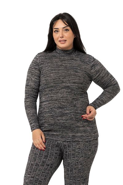 DISENTIS MODEST Large Size Half Fisherman Long Sleeve Knitwear Black Body