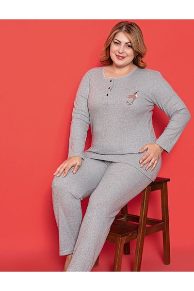 LİLA İÇ GİYİM WINTER WIDE STYLE MOTHER LONG SLEEVE PAJAMA SET