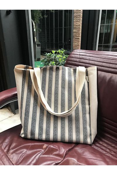 pamukcanta STRIPED CANVAS CLOTH BAG