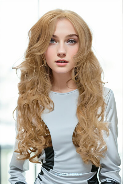 KONAK PERUK Uzun Dalgalı Fiber Sentetik Peruk – Platin