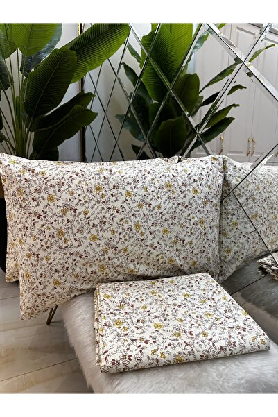 micoton Set de cearșafuri și fețe de pernă, dublu, 100% bumbac, fără elastic