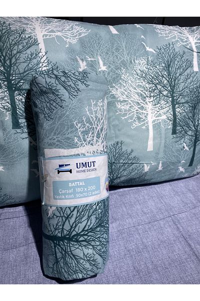 Umut Home Design King Size Elastic Sheet 180x200 Cm (2 Pillowcases)