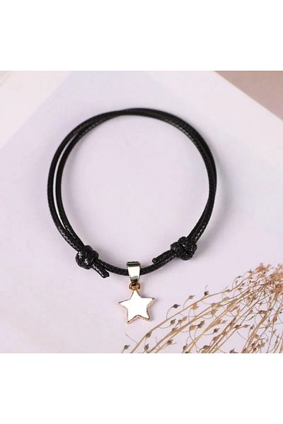 Köstebek Black and White Double Btf Bracelet with Star Motif