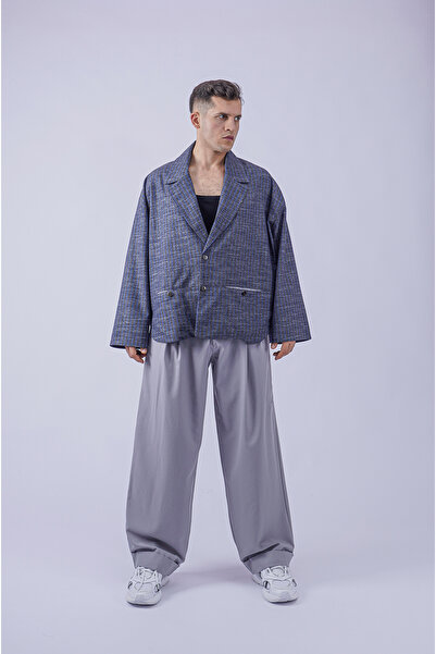 LoFiBuy Unisex Lacivert Oversize Çizgili Premium Alt-üst Takım - Threee