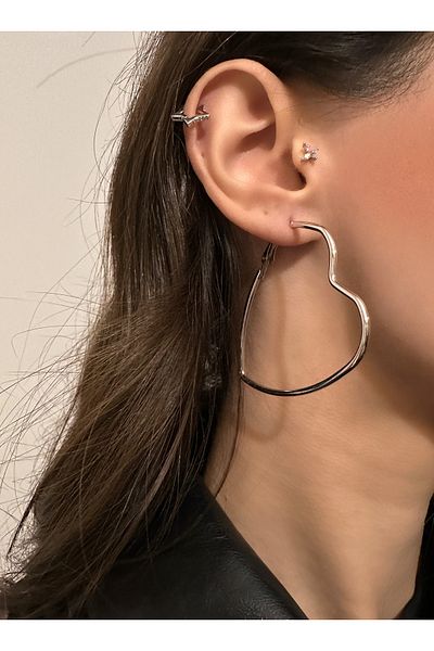 Okko Store Heart Model Hoop Earrings