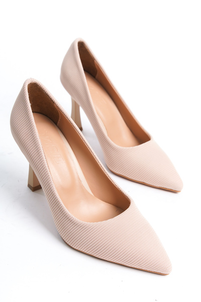 öz se shoes TEN RENGİ Çizgili Kadın Topuklu Ayakkabı