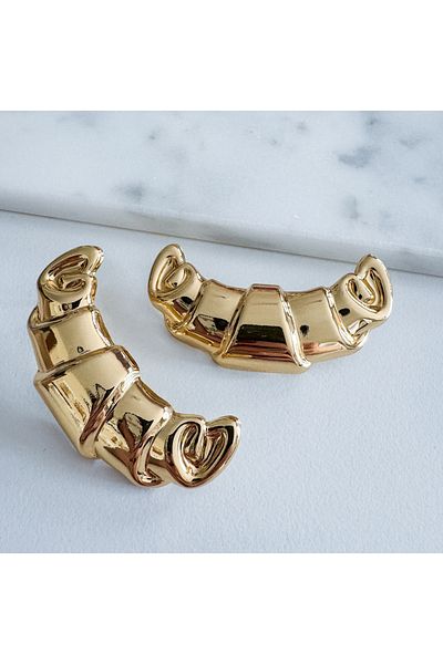 CHARMLUCKY Steel croissant earrings large size
