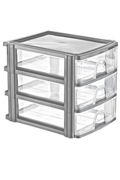 TUĞRA METAL CHEFF - Box with Drawers Large (a-4) - 3-Piece Multi-Purpose Organizer Shelf Organizer Drawer