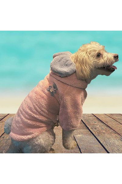 GedyCo Powder Pink Premium Plush Medium Breed Dog Sweatshirt (SUITABLE FOR DOGS BETWEEN 8-20 KG)