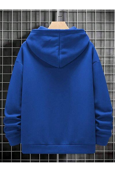 AMMA Unisex The Happiest Printed Oversize Χειμερινό φούτερ με κουκούλα με κουκούλα