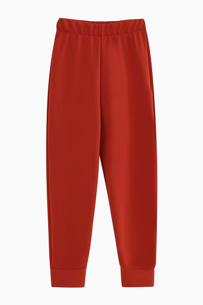 Puane Puane 18146 TILE RED - Women's Scuba Sweatpants, Elastic Waist and Skinny Leg