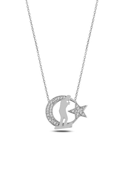 htc gümüş sepeti Atatürklü Ay Yildız Gümüş Kolye