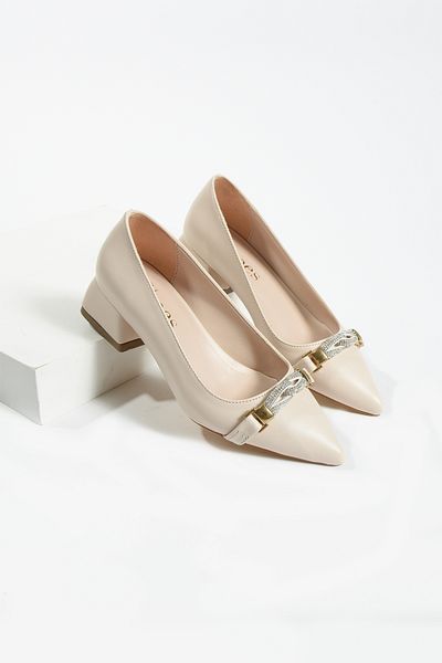 DUXAL SHOES Pantofi cu toc de damă cu detaliu în piatră bej