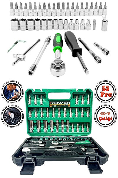 ROWERMAX Germany Cr-v 65 Parça 53 Lokma Takımı Otomatik Cırcırlı 1/4" 12 Parça Kombine Açık Ağız-yıl