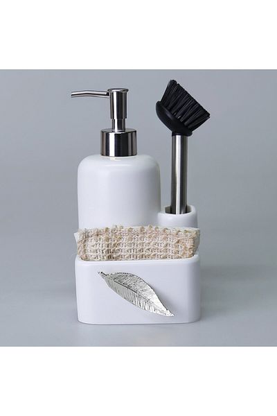 Selim Leaf Brushed Liquid Sponge Holder White Silver