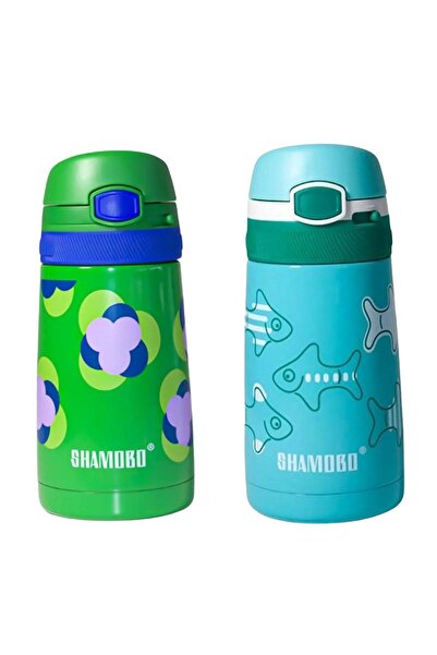 Shamobo 350 Ml Stainless Steel Children's Water Bottle with Straw Vagonlife (Set of 2)