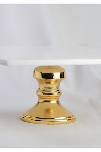 MERALP Presenting Gold Real Marble Cake Presentation, Metal Profile Handle