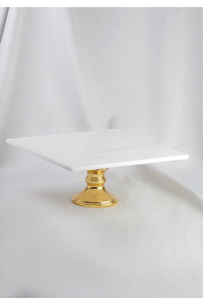 MERALP Presenting Gold Real Marble Cake Presentation, Metal Profile Handle