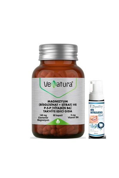VeNatura Magnesium and P5P (Vitamin B6) 60 Capsules - Teeth Whitening Foam Gift