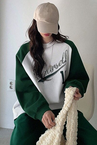 Adrift Cokke unisex raglan rukav zeleno-bela majica