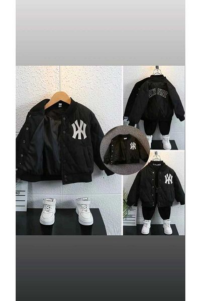 pistyle Boy's Black Fiber Filled Quilted Coat
