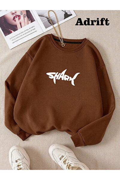 Adrift MABS Shark Šareni Oversize kroj okrugla kragna Pamuk Deo Džemper