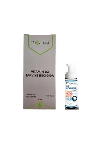 VeNatura Vitamin D3 Food Supplement - 1000 Iu 20 Drops, Teeth Whitening Foam Gift