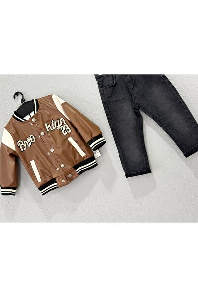 LA BOUTIQUE Yazılı Deri Montlu 3’lü Takım