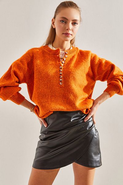 Bianco Lucci Charmed gestreifter Strickpullover mit 11 Knöpfen für Damen