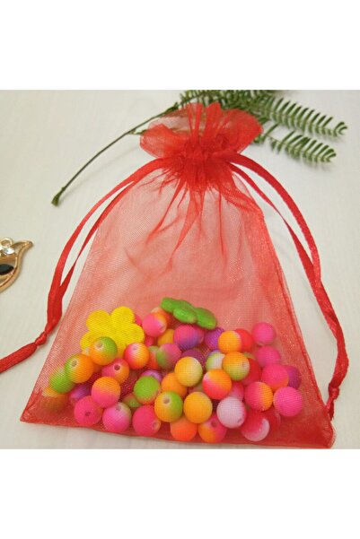 Malinka 20 Adet Şeffaf Kırmızı Bez Kına Düğün Mevlüt Sünnet Çerez Hediye Kesesi Kese 14 Cm X 12 Cm Çanta