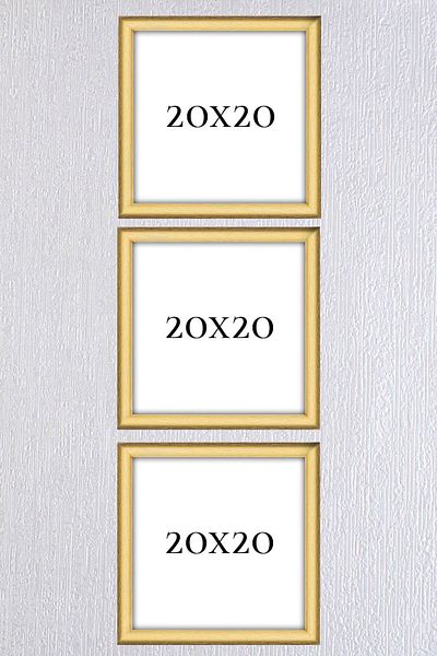 AS TİCARET Gold Frame Set 3 Pieces 20x20