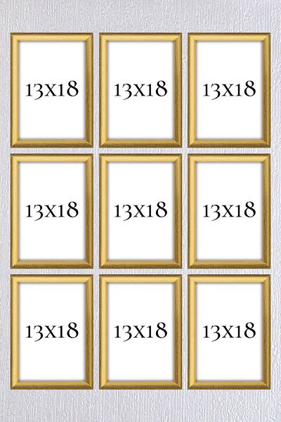 AS TİCARET Gold Frame Set 9 Pieces 13x18