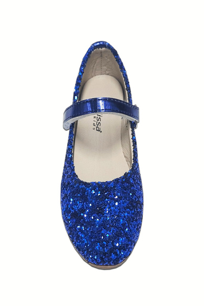 welissa Navy Blue Sequin Glitter Evening Dress Girl's Ballerinas