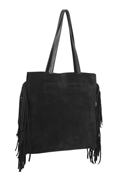 Ysmn Τσάντα ώμου από γνήσιο δέρμα σουέτ με φούντα YC012037HSD